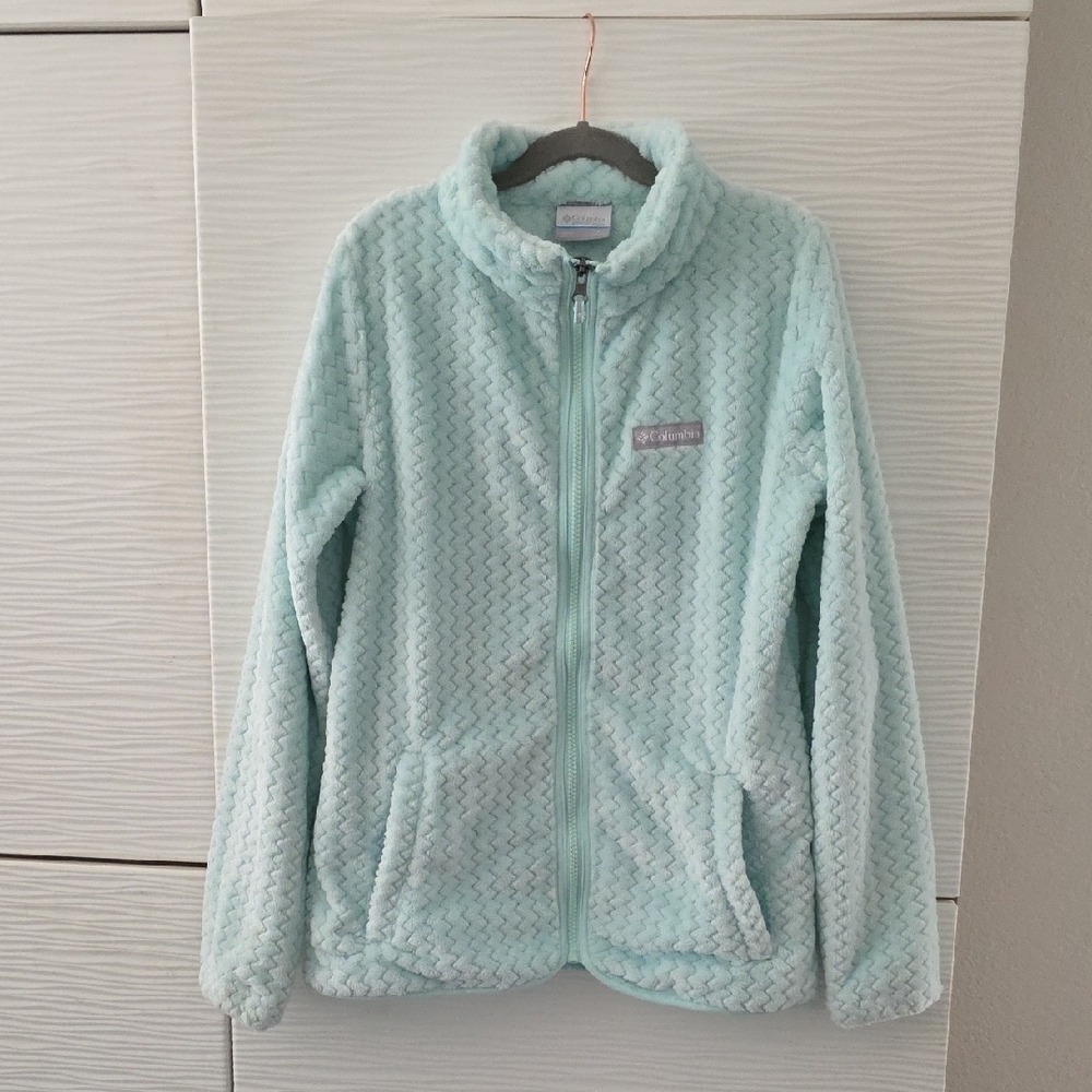 Girls Columbia Mint Green Textured Fleece Jacket